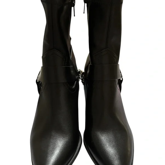 Dolce Vita Keeler Chain Harness Moto Ankle Boots Black Stacked Heel 6.5 New - Picture 5 of 10